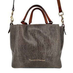 Dooney & Bourke Lizard Embossed Large Barlow Tote Red Interior Gold Hardware